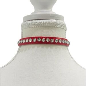Hot Topic Rhinestone Choker Patent Red  Leather Punk Goth Collar Choker